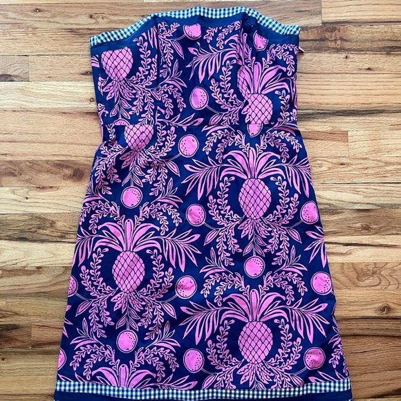 Lilly Pulitzer Women's Pineapples Print Stretch Strapless Dress Size 12